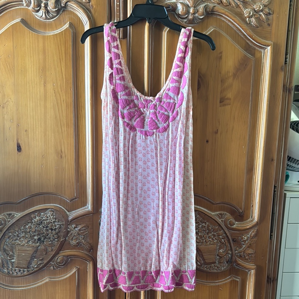 Pink and White Sleeveless Dress